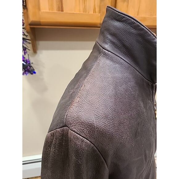 THE ORIGINAL LEATHER LINE NYC VINTAGE LEATHER JACKET SIZE 44 BROWN - Picture 6 of 12